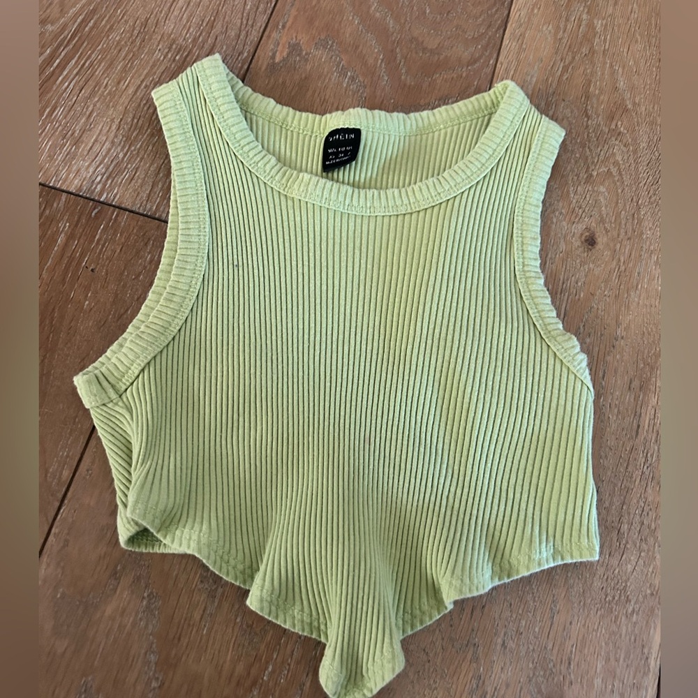 SHEIN Light Green Ribbed Tank Top
